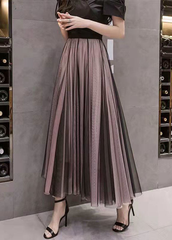  Beautiful Colorblock Wrinkled High Waist Tulle Skirts Summer - Skirts - DYAVOR® 