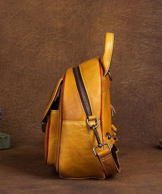  Beautiful Yellow Embossing Paitings Calf Leather Backpack Bag - Backpack Bag - DYAVOR® 