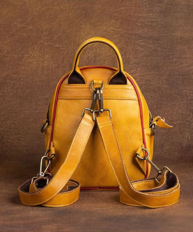  Beautiful Yellow Embossing Paitings Calf Leather Backpack Bag - Backpack Bag - DYAVOR® 