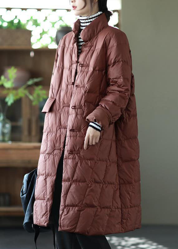  Beautiful Yellow Stand Collar Oriental Button Solid Duck Down Puffer Coat Winter - Down Jackets - DYAVOR® 