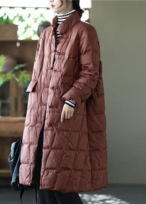  Beautiful Yellow Stand Collar Oriental Button Solid Duck Down Puffer Coat Winter - Down Jackets - DYAVOR® 