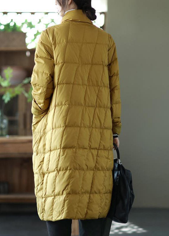  Beautiful Yellow Stand Collar Oriental Button Solid Duck Down Puffer Coat Winter - Down Jackets - DYAVOR® 