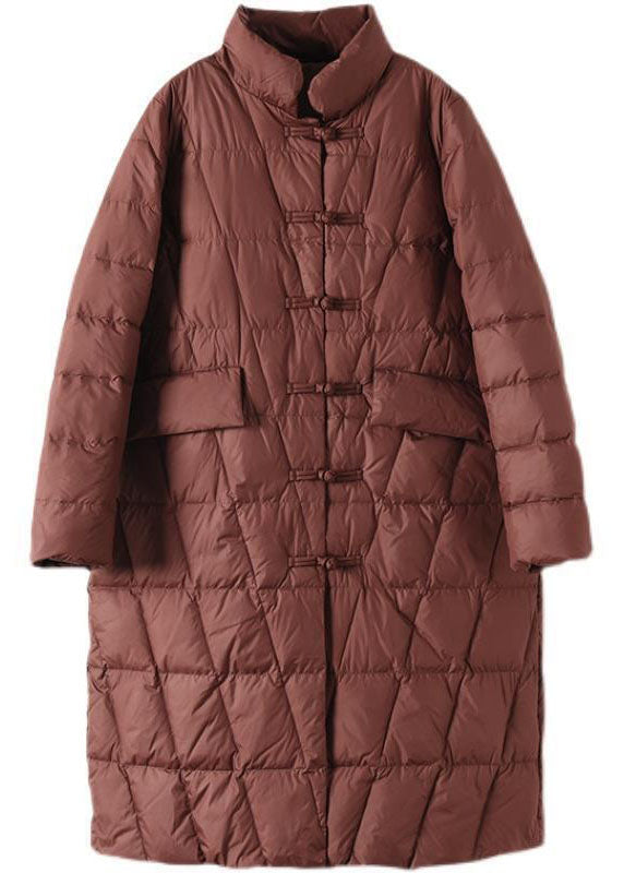  Beautiful Yellow Stand Collar Oriental Button Solid Duck Down Puffer Coat Winter - Down Jackets - DYAVOR® 