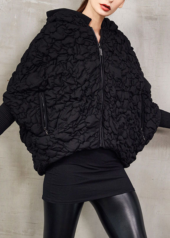  Black Bat wing Sleeve Duck Down Puffer Jacket Hooded Winter - Down Jackets - DYAVOR® 