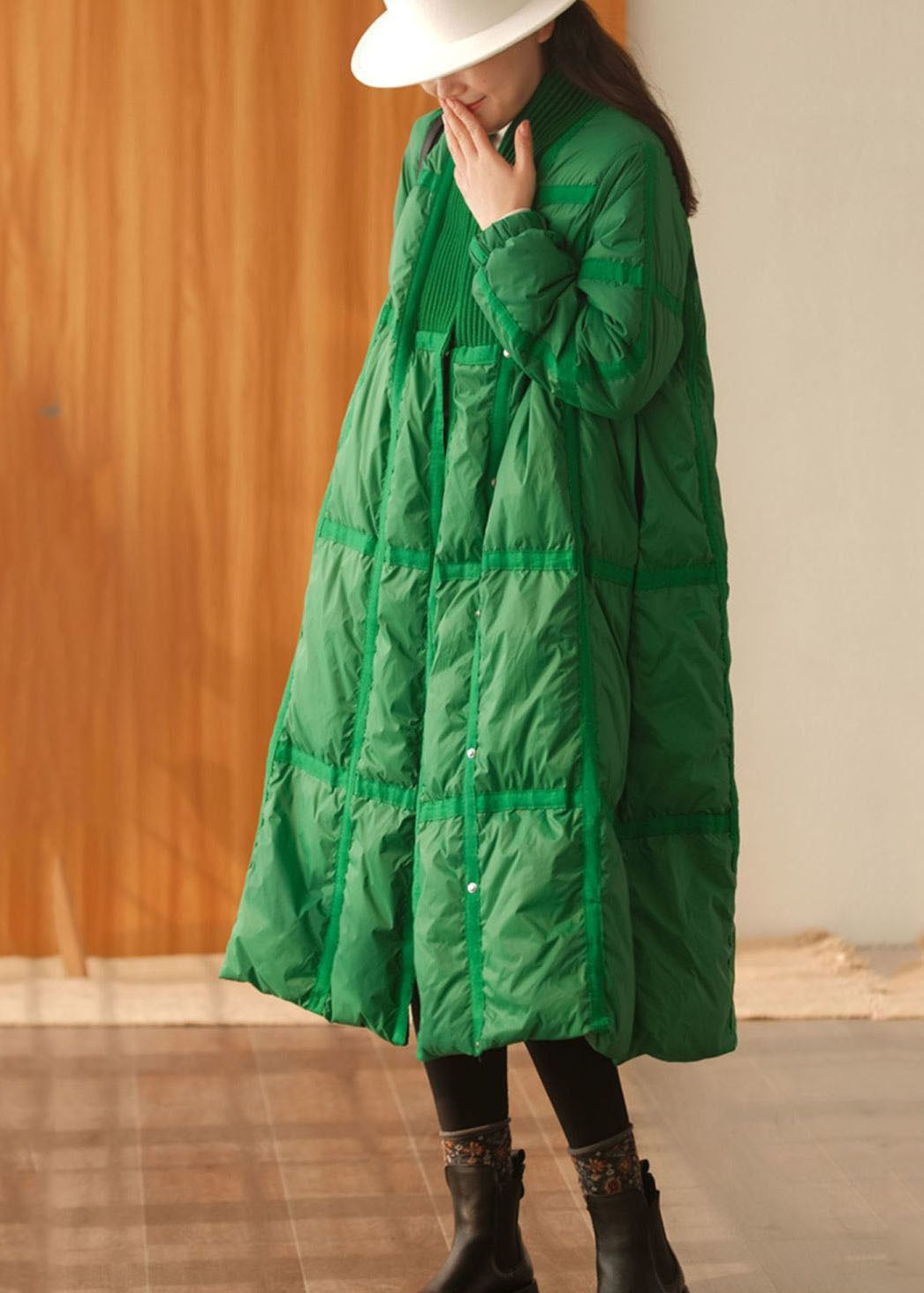  Black Patchwork Thick Duck Down Down Coat Oversized Solid Winter - Down Jackets - DYAVOR® 