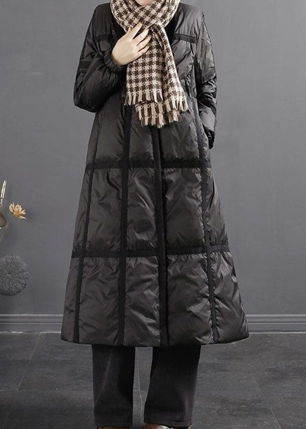  Black Patchwork Thick Duck Down Down Coat Oversized Solid Winter - Down Jackets - DYAVOR® 