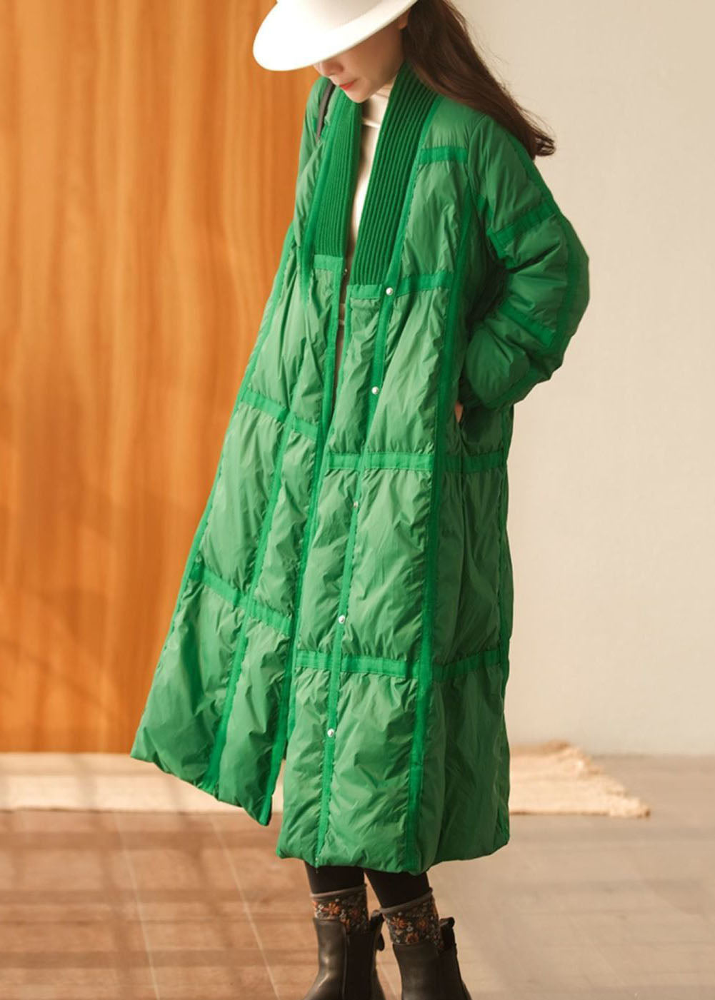  Black Patchwork Thick Duck Down Down Coat Oversized Solid Winter - Down Jackets - DYAVOR® 