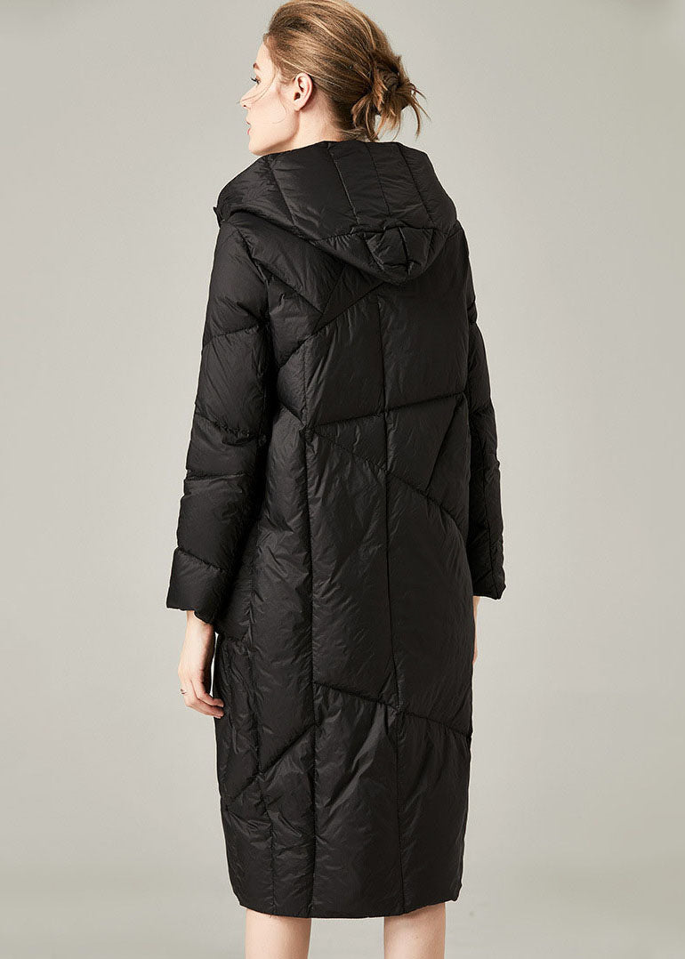  Black Pockets Duck Down Down Coat Hooded Thick Winter - Down Jackets - DYAVOR® 