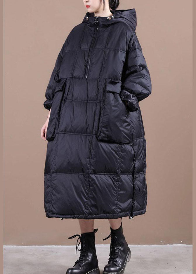 Black Pockets Fine Cotton Filled Parka Zip Up Winter