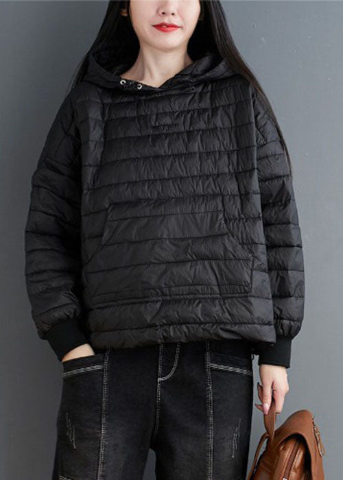  Black drawstring Fine Cotton Filled Jackets Hooded Winter - Down Jackets - DYAVOR® 