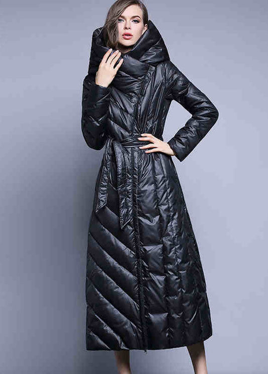  Black fashion Pockets Thick slim fit Winter lengthen Duck Down coat - Down Jackets - DYAVOR® 