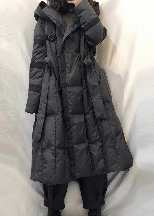  Black hooded tie waist fashion Winter Duck Down Coats - Down Jackets - DYAVOR® 