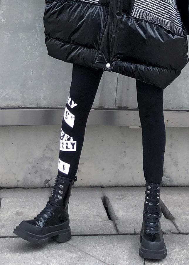 Black leggings female winter large size high waist  nine points feet pants women