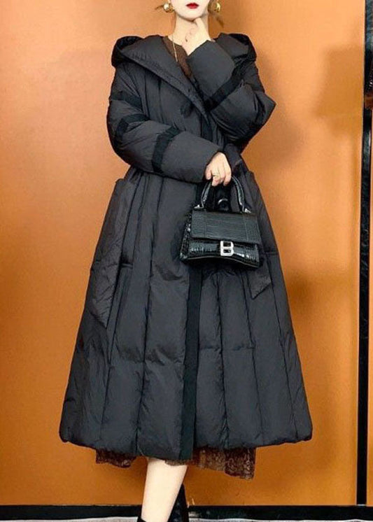 Bohemian Black Hooded Oversized Pockets Duck Down Puffers Jackets Winter - Down Jackets - DYAVOR® 