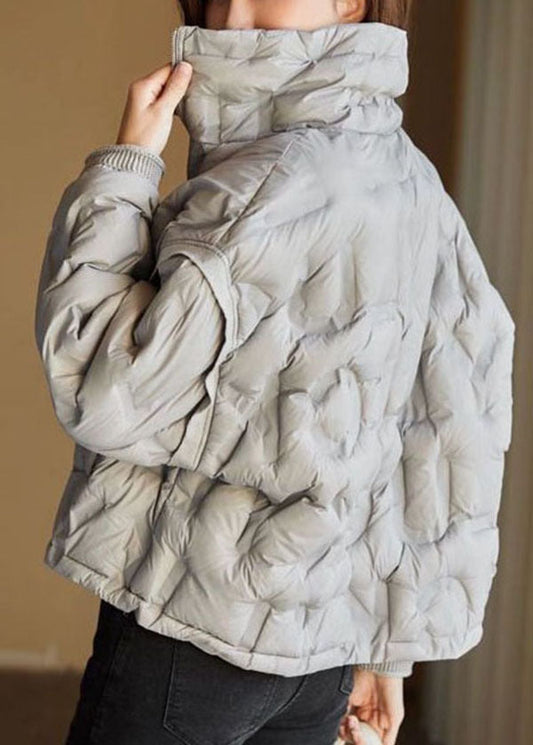  Bohemian Grey Zip Up Patchwork Duck Down Canada Goose Jacket Winter - Down Jackets - DYAVOR® 