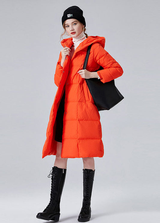  Bohemian Orange Hooded Pockets Duck Down Winter Coats Winter - Down Jackets - DYAVOR® 