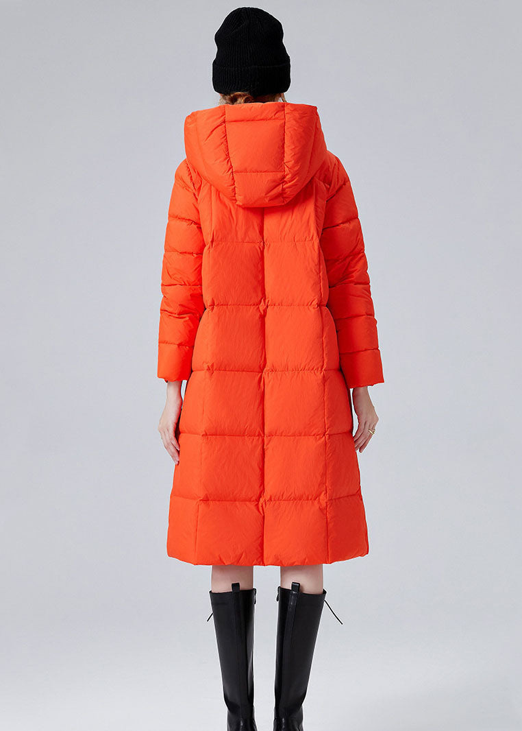  Bohemian Orange Hooded Pockets Duck Down Winter Coats Winter - Down Jackets - DYAVOR® 