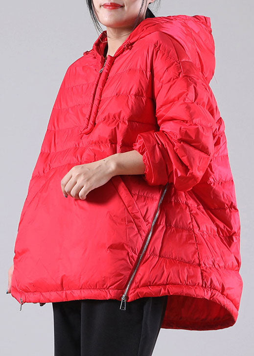  Bohemian Red Hooded Pockets Duck Down Jackets Winter - Down Jackets - DYAVOR® 