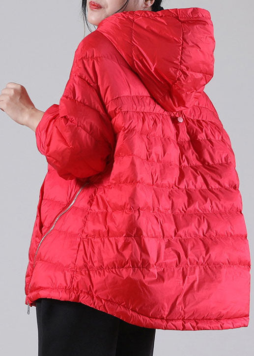  Bohemian Red Hooded Pockets Duck Down Jackets Winter - Down Jackets - DYAVOR® 