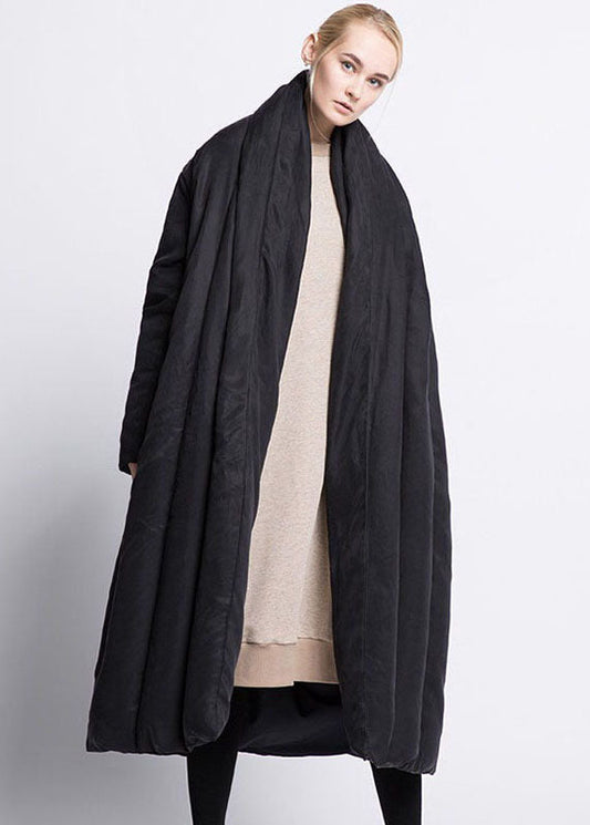  Boho Black Bow Pockets Thick Loose Winter Duck Down Coat - Down Jackets - DYAVOR® 
