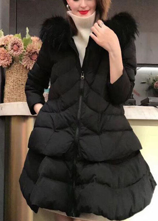  Boho Black zippered Fox collar Casual Winter Duck Down Winter Coats - Down Jackets - DYAVOR® 