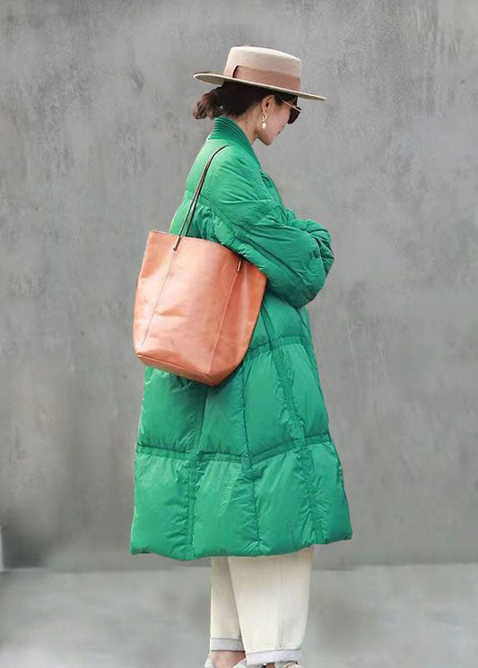  Boho Green V Neck Solid Thick Duck Down Down Jacket Winter - Down Jackets - DYAVOR® 
