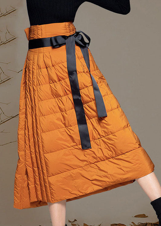  Boho Orange Thick Warm low high design Winter Duck Down Skirts - Skirts - DYAVOR® 