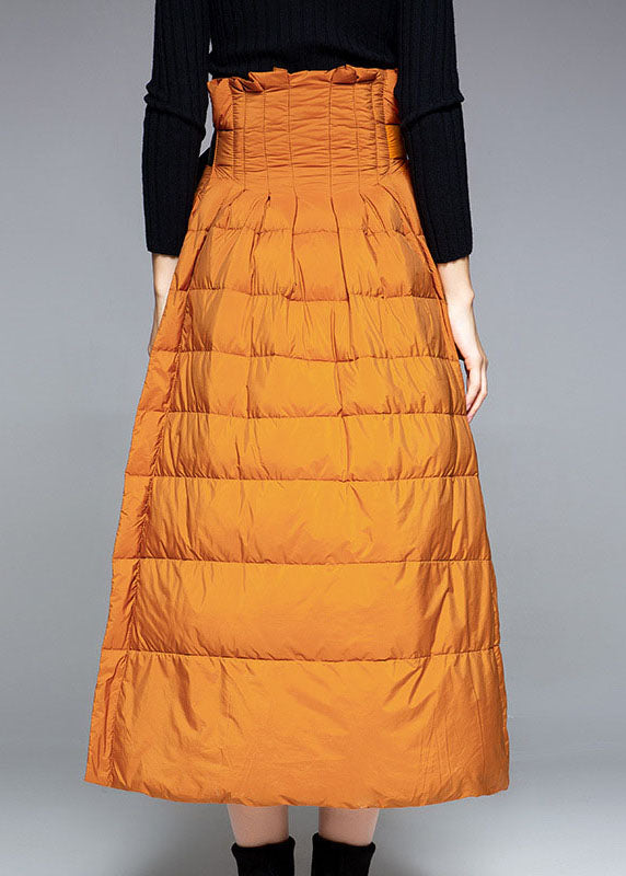  Boho Orange Thick Warm low high design Winter Duck Down Skirts - Skirts - DYAVOR® 