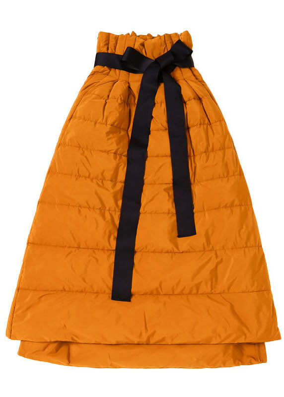  Boho Orange Thick Warm low high design Winter Duck Down Skirts - Skirts - DYAVOR® 