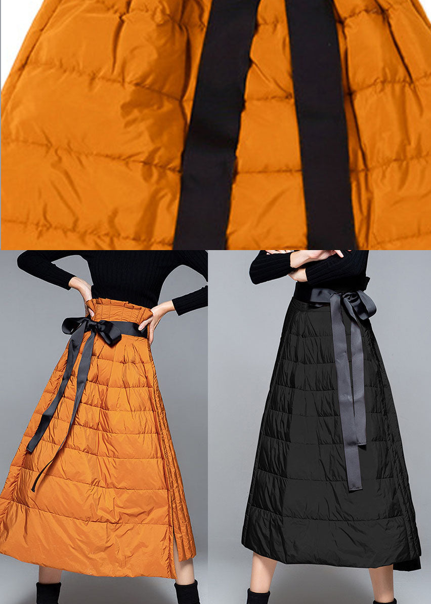  Boho Orange Thick Warm low high design Winter Duck Down Skirts - Skirts - DYAVOR® 