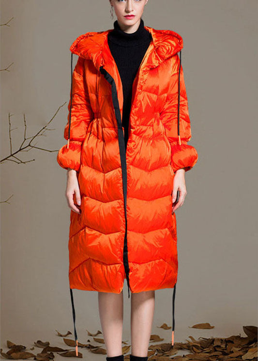  Boho Orange Loose Thick zippered Winter Duck Down Jacket In - Down Jackets - DYAVOR® 