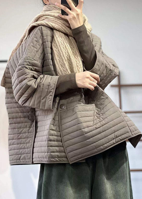  Boutique Apricot Oversized Striped Fine Cotton Filled Parka Jacket Winter - Down Jackets - DYAVOR® 