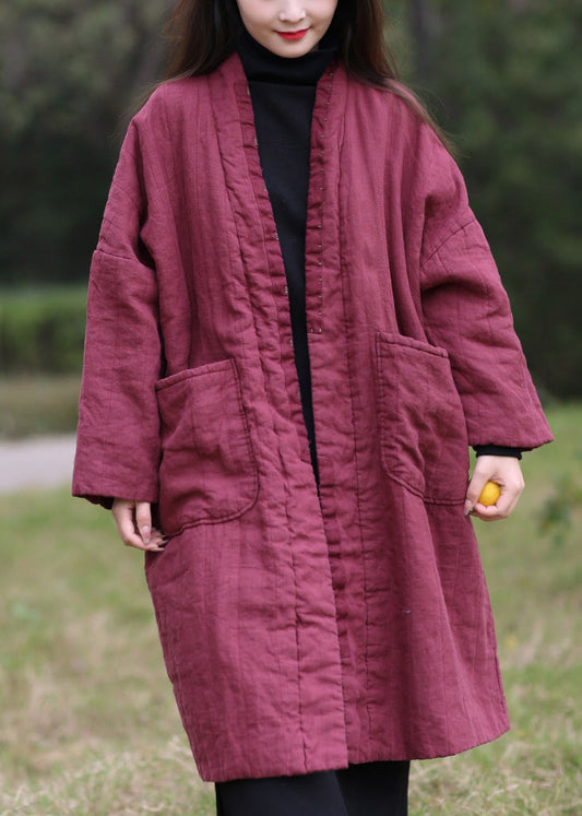  Boutique Bean Paste Colour V Neck Warm Fleece Parka Winter - Down Jackets - DYAVOR® 