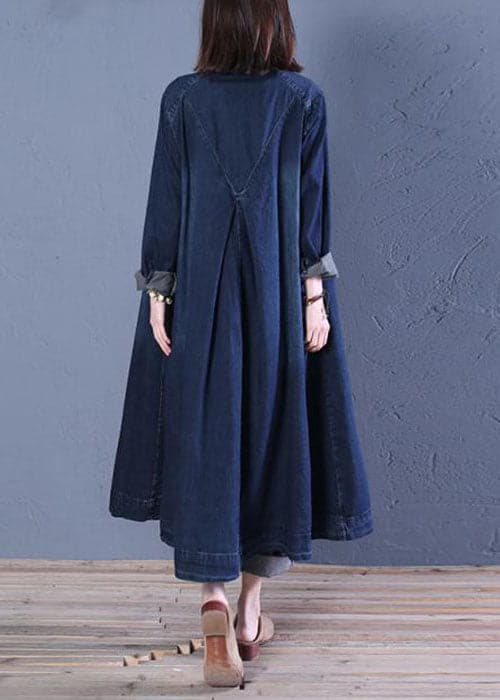  Boutique Blue Peter Pan Collar Patchwork denim trench coats Spring - Coats - DYAVOR® 