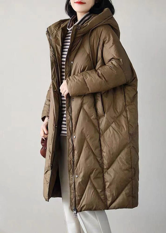  Boutique Chocolate Hooded Drawstring Pockets Duck Down Puffer Jacket Winter - Down Jackets - DYAVOR® 