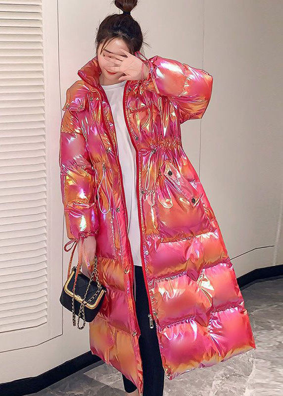  Boutique Pink Hooded Drawstring Lengthen Fine Cotton Filled Women Witner Coats - Down Jackets - DYAVOR® 