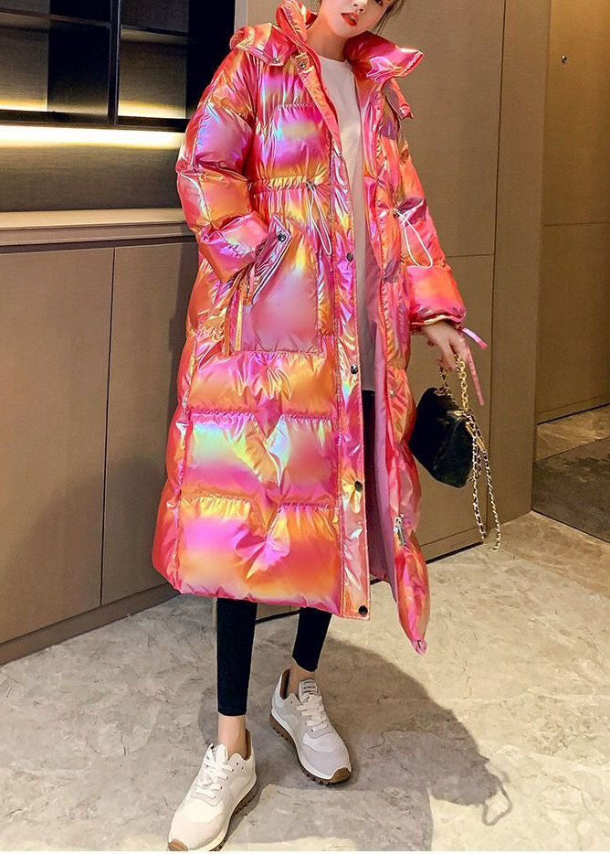  Boutique Pink Hooded Drawstring Lengthen Fine Cotton Filled Women Witner Coats - Down Jackets - DYAVOR® 