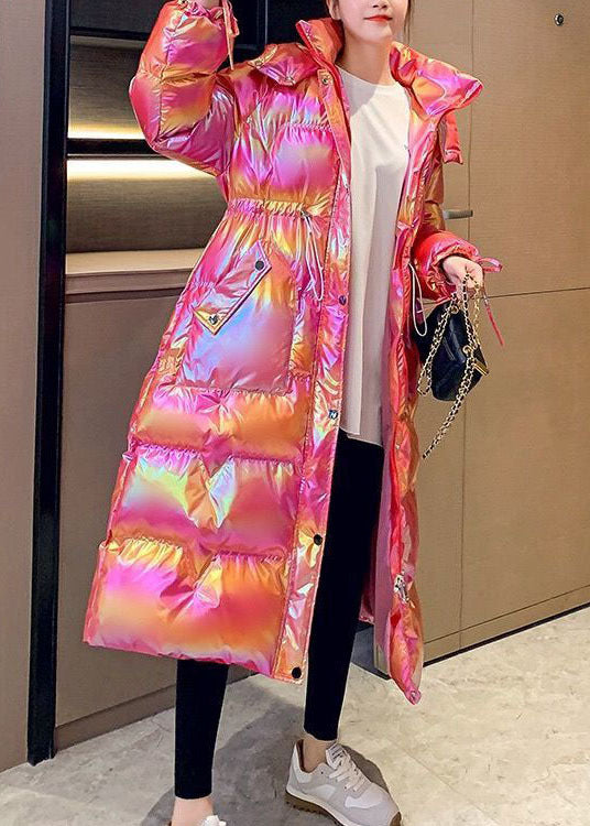  Boutique Pink Hooded Drawstring Lengthen Fine Cotton Filled Women Witner Coats - Down Jackets - DYAVOR® 