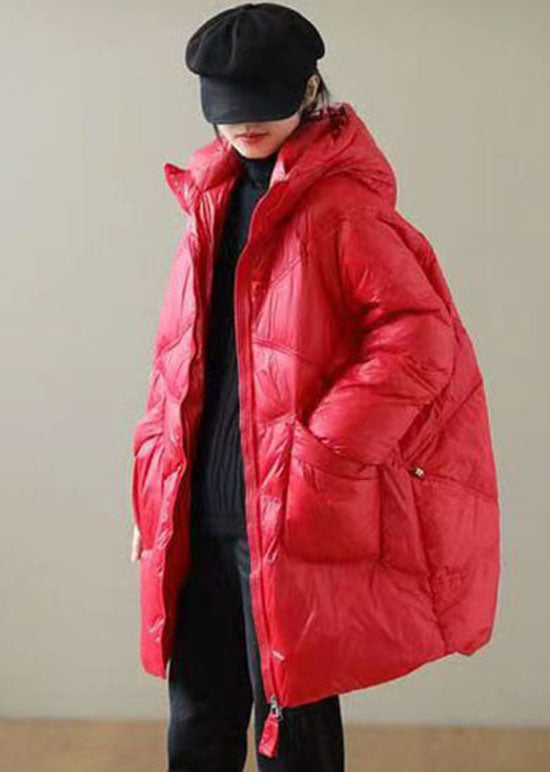  Boutique Red Hooded Drawstring Duck Down Puffer Jacket Winter - Down Jackets - DYAVOR® 