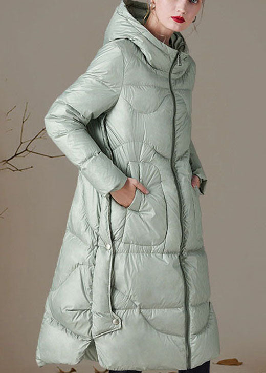  Boutique silver Green hooded low high design Loose Winter Duck Down Coats - Down Jackets - DYAVOR® 