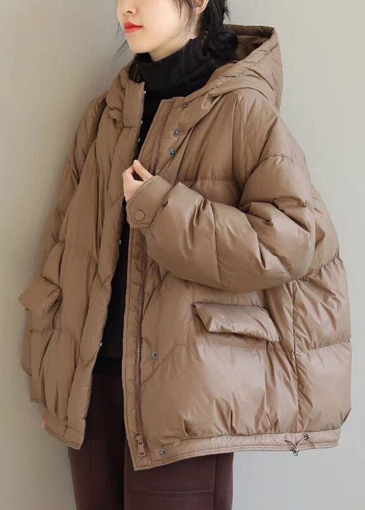  Camel Duck Down Puffers Jackets Hooded Drawstring Winter - Down Jackets - DYAVOR® 