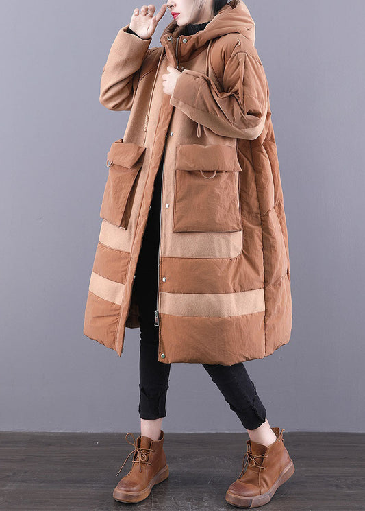  Camel drawstring Duck Down Winter Coats Zip Up Winter - Down Jackets - DYAVOR® 