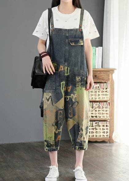  Camouflage printed denim overalls plus size women's casual cropped harem pants -  - DYAVOR® 