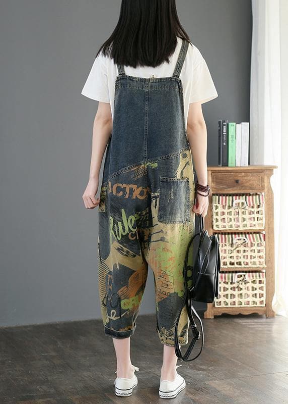  Camouflage printed denim overalls plus size women's casual cropped harem pants -  - DYAVOR® 
