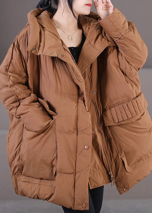  Caramel Warm Duck Down Puffer Jacket Hooded Oversized Winter - Down Jackets - DYAVOR® 
