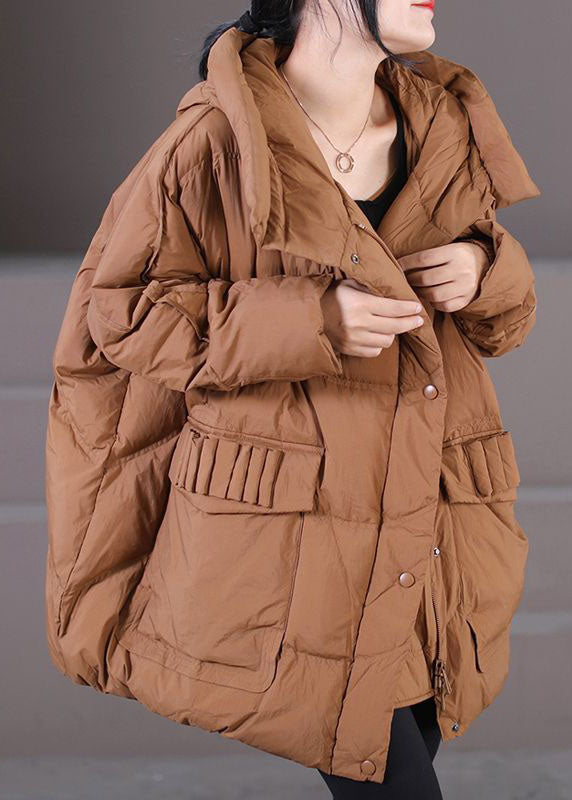  Caramel Warm Duck Down Puffer Jacket Hooded Oversized Winter - Down Jackets - DYAVOR® 