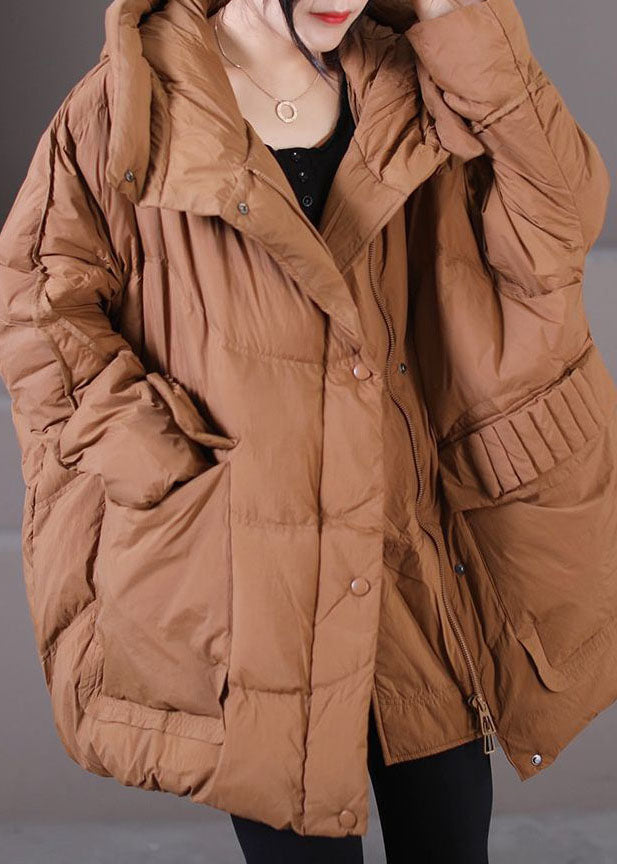  Caramel Warm Duck Down Puffer Jacket Hooded Oversized Winter - Down Jackets - DYAVOR® 