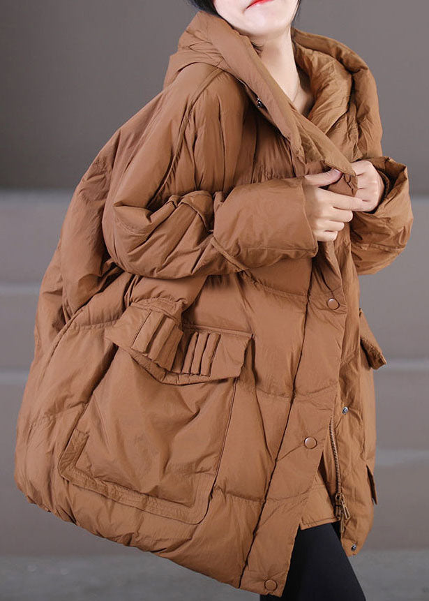  Caramel Warm Duck Down Puffer Jacket Hooded Oversized Winter - Down Jackets - DYAVOR® 
