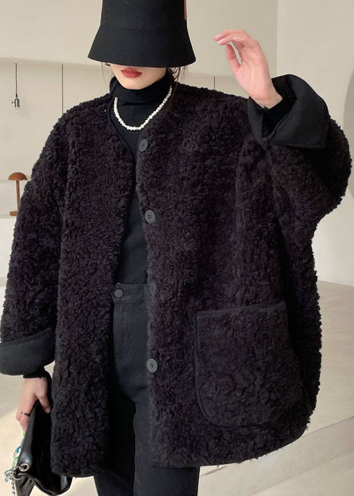  Casual Black Pockets Faux Fur Jacket Winter - Down Jackets - DYAVOR® 