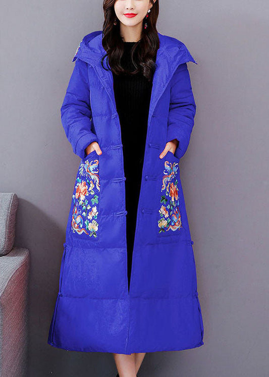  Casual Blue Embroideried hooded Fine Cotton Filled Parkas Winter - Down Jackets - DYAVOR® 